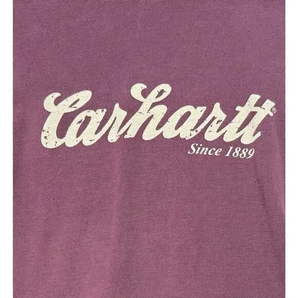 Carhartt Thermal Waffle Knit Spellout Shirt L Red Sweatshirt Heavy Relaxed Men - Picture 3 of 6